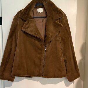 Vince Brown Faux Fur Bomber Jacket - NEVER WORN